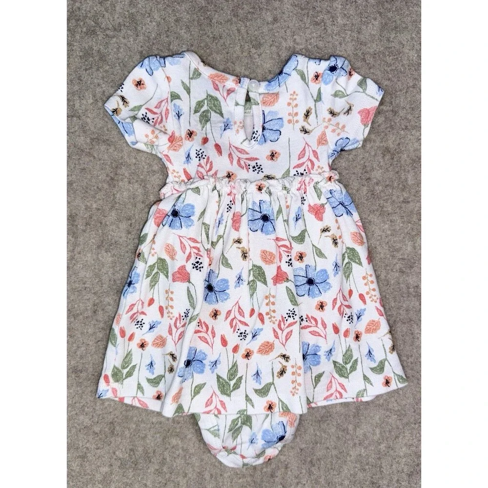 Carters Baby Girl Newborn Dress One Piece Short Sleeve Snaps Floral